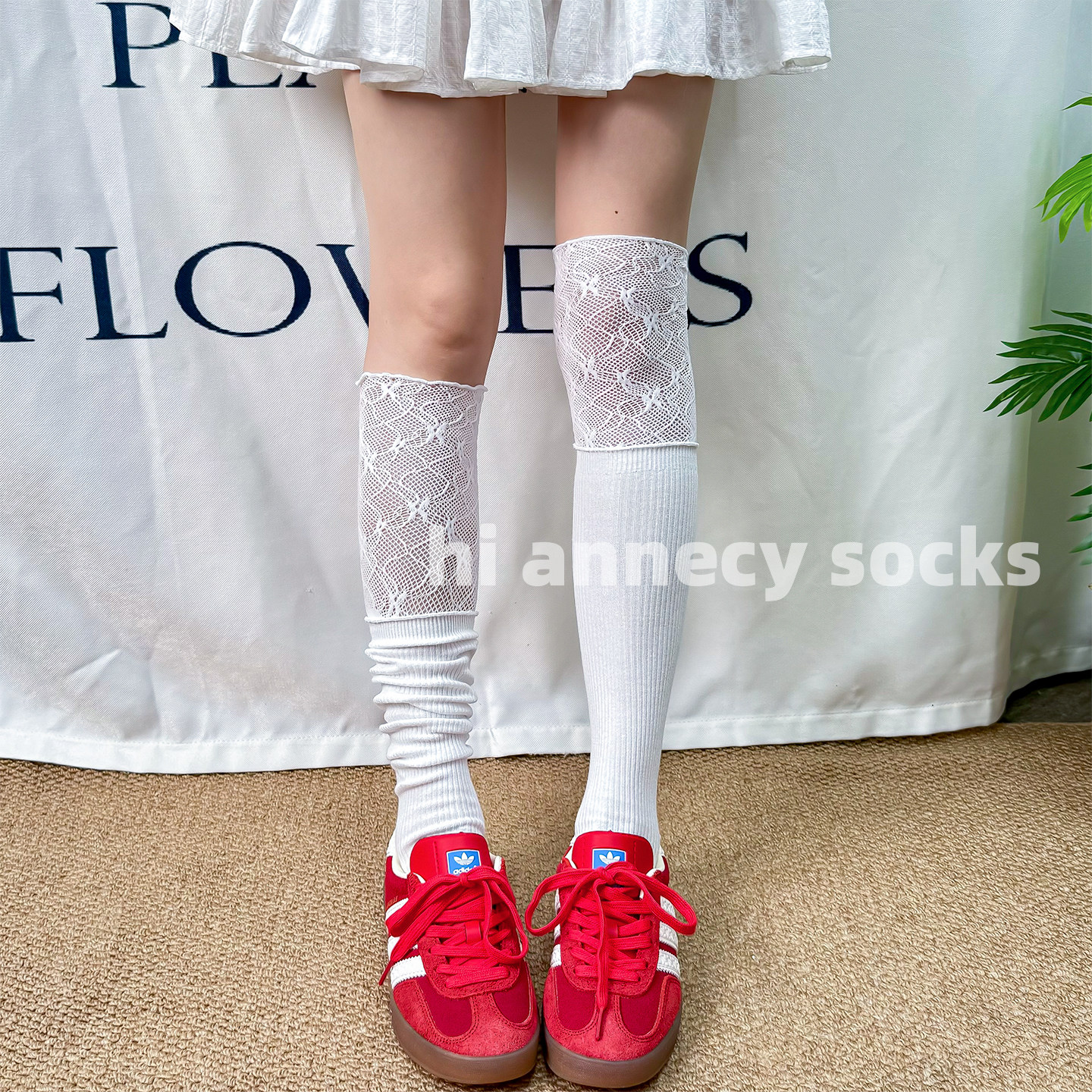 白色过膝袜蕾丝花边洛丽塔公主袜