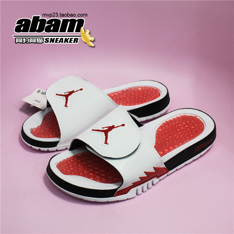 现货air jordan hydro vaj5白红流川枫魔术贴运动拖鞋 555501-101
