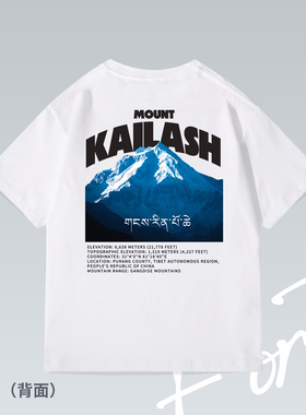 Fortee 冈仁波齐 户外登山潮流街头印花重磅T恤男女宽松短袖
