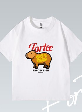 Fortee 卡皮巴拉 CAPYBARA卡通美式街头印花重磅T恤男女宽松短袖