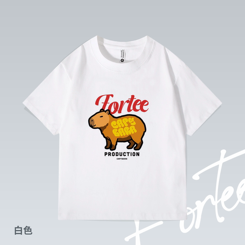 Fortee 卡皮巴拉 CAPYBARA卡通美式街头印花重磅T恤男女宽松短袖