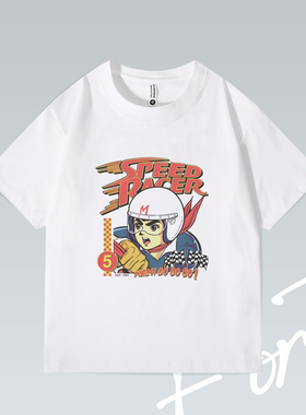 Fortee 马赫gogogo 赛车小英雄 动漫赛车复古潮流印花T恤宽松短袖