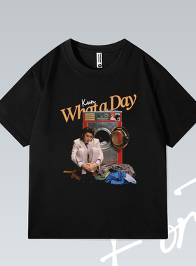 Fortee what a day 蔡徐坤 kun 美式街头印花重磅T恤男女宽松短袖