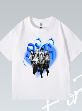 Fortee XG 女团音乐ALPHAZ 美式潮流街头印花重磅T恤男女宽松短袖