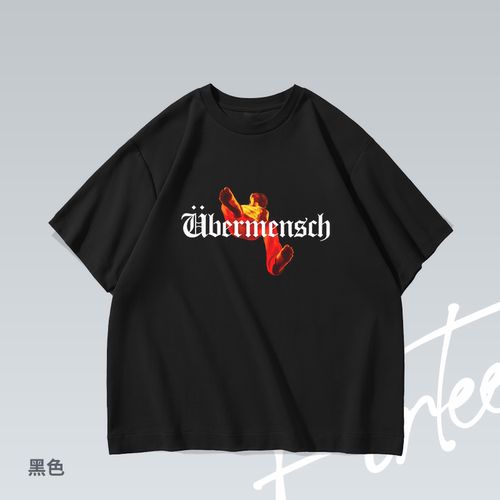 GD Ubermensch Kpop字母潮牌纯棉重磅落肩宽松短袖T恤男女情侣