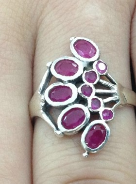 泰国红色锆石指环全新手工银特价