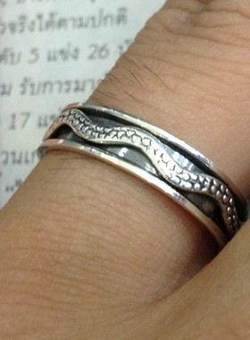 泰国时来运转指环情侣手工银