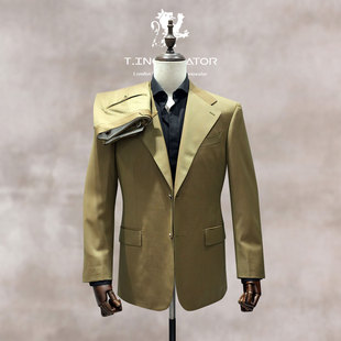 西服量身定做男 英国进口澳洲美利奴纯羊毛solaro变色龙人字纹修身