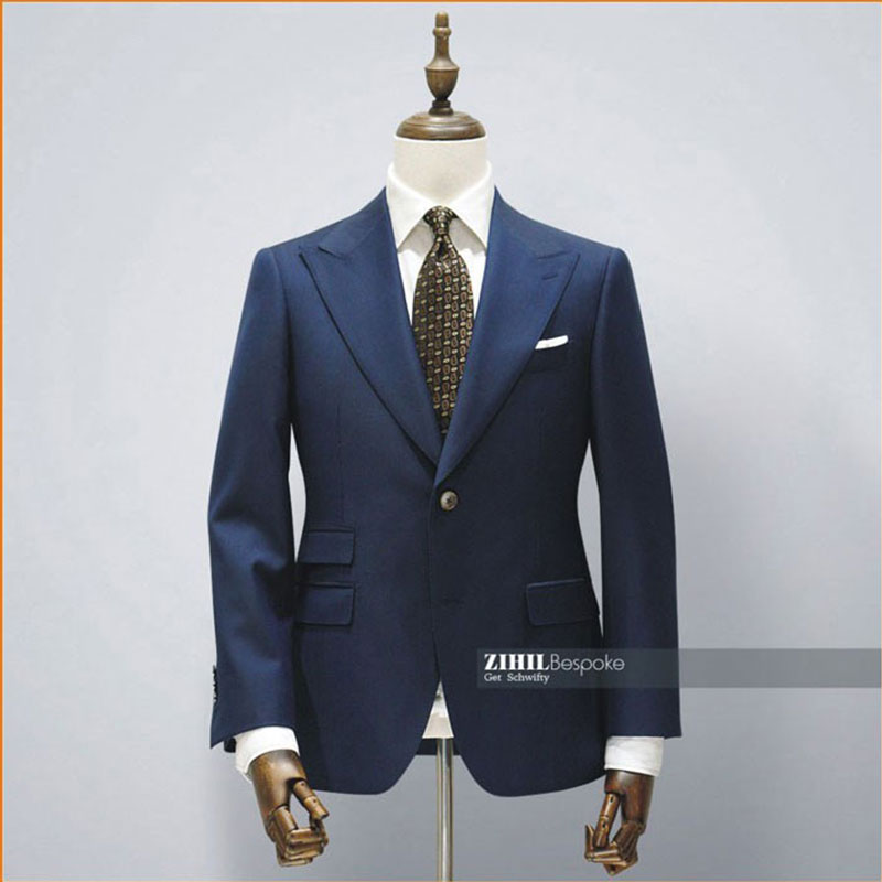蓝色全麻衬量身定做西装邦德同款