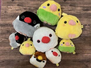 日单 amufun  小鸟队麻雀乌鸦文鸟小黄鸡毛绒口金包零钱包挂件