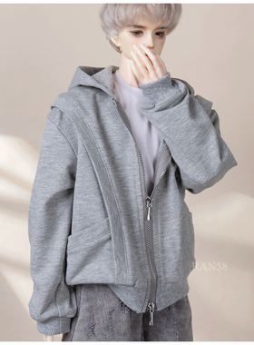 BJD娃衣 原创拼接条运动卫衣 双拉链头 大四 特四 75 77壮叔衣服