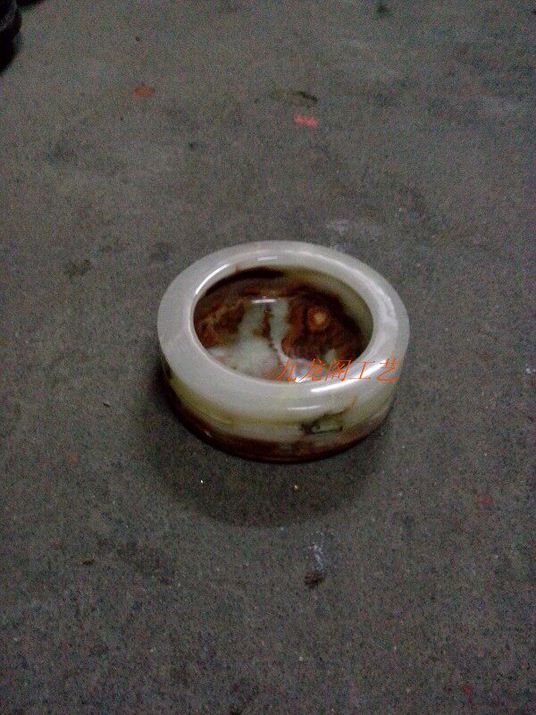 天然玉石打磨超亮烟灰缸 精美阿富汗玉自然冰裂纹烟灰缸惠安石雕