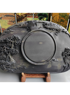 手工雕端砚台 新坑仔岩《旭日东升》端砚台 30x20.3x3.8cm