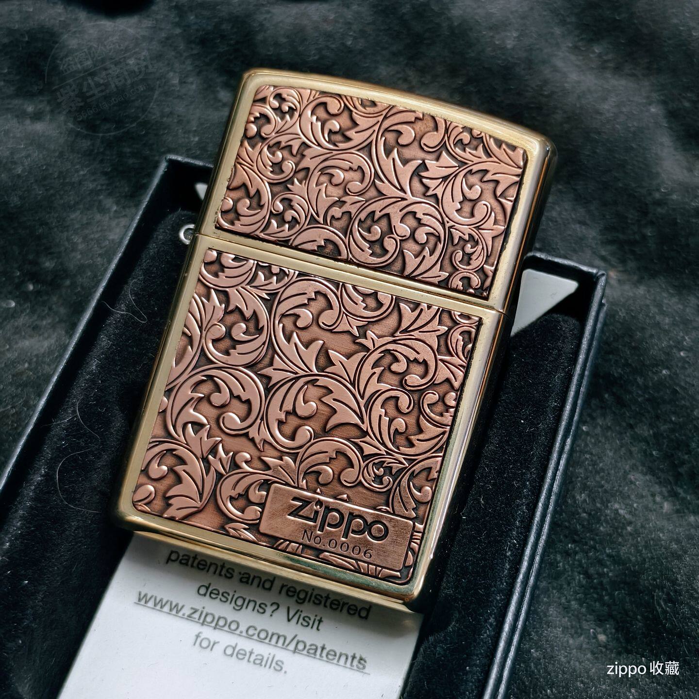 23年老店原装Zippo正品之宝两面紫铜贴章唐草限量防风煤油打火机