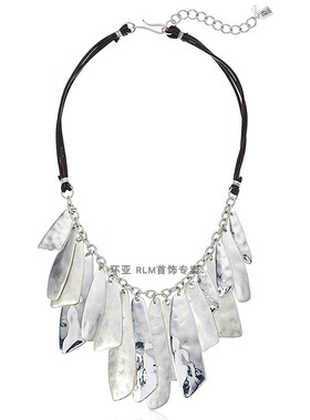 现货Robert Lee Morris皮绳个性银色项链女 锁骨链 爆款 新款