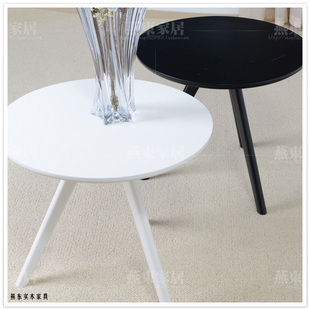 桌子橡木茶桌客厅边几 三人帮圆形茶几现代小户型实木角几简约时尚