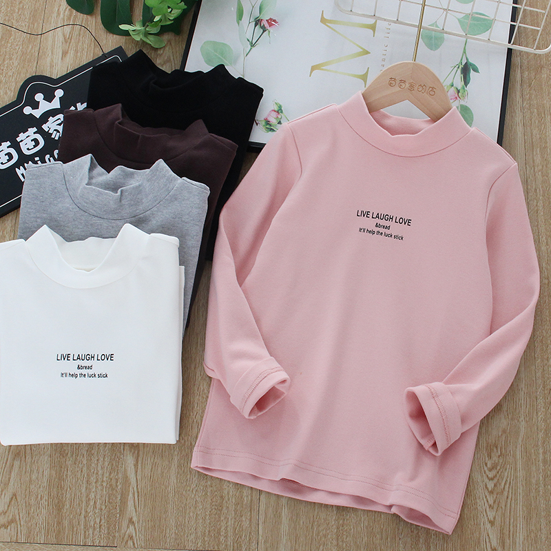 儿童纯棉半高领打底衫保暖秋冬T