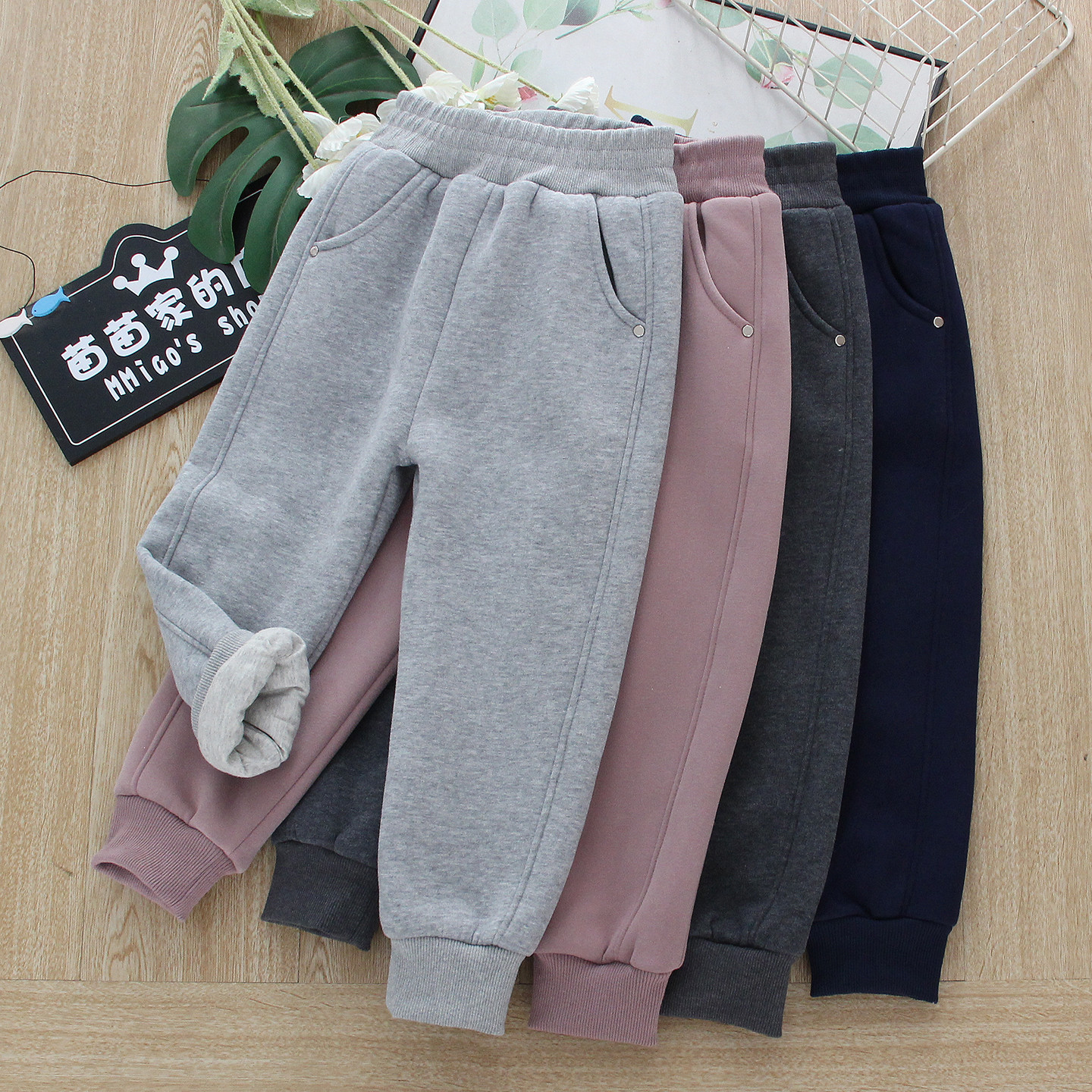 男女童纯棉双层夹裤中大童加厚加绒运动裤儿童百搭校服卫裤冬新款