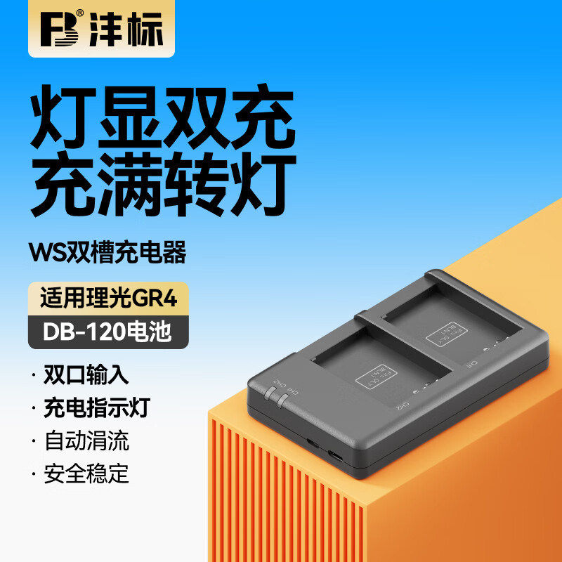 沣标DB-120电池充电器适用理光Ricoh GRIV GR4相机充电器座充配件