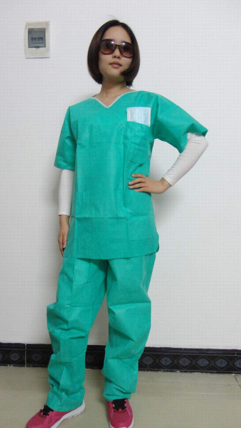 一次性手术衣无纺布洗手罩衣防尘防水放油 超厚 优质无纺布隔离衣