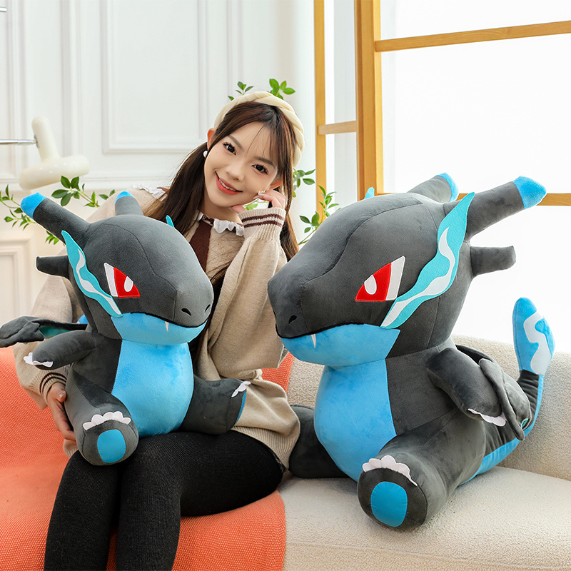 Q版XY版百万进化大头喷火龙蓝龙黑火龙玩偶毛绒玩具公仔