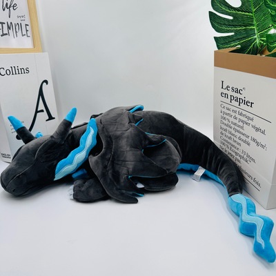 新款50cm大号睡眠趴睡百万喷火龙蓝色抱枕沙发靠枕毛绒公仔玩偶