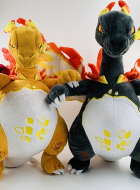 38cm 大号 黑色橙色  喷火龙  异色超级百万带骨架极巨化毛绒公仔