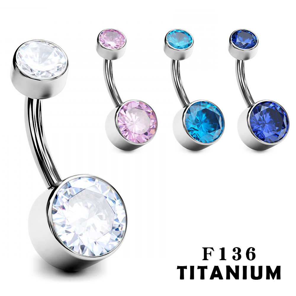防过敏性感锆石超闪钛合金肚脐钉