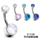 进口钛脐钉防过敏植入级别钛合金ASTMF136脐环女圆形锆石养肚脐洞