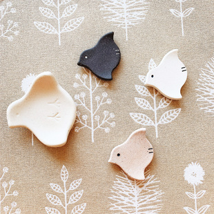 日本制美浓烧minoru森系飞鸟筷架zakka陶瓷箸置筷托礼物餐具架