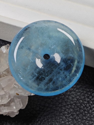 天然水晶海蓝宝平安扣吊坠项链配饰冰糯种魔鬼蓝轻奢礼品一物一图