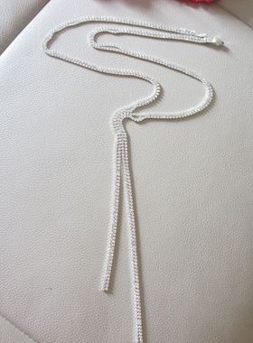 欧美宴会派对水钻流苏双层毛衣链