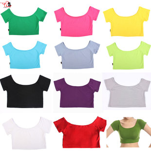 九舞莫代尔内衣短袖肚皮钢管舞蹈演出运动跳操瑜伽服露脐短款上衣