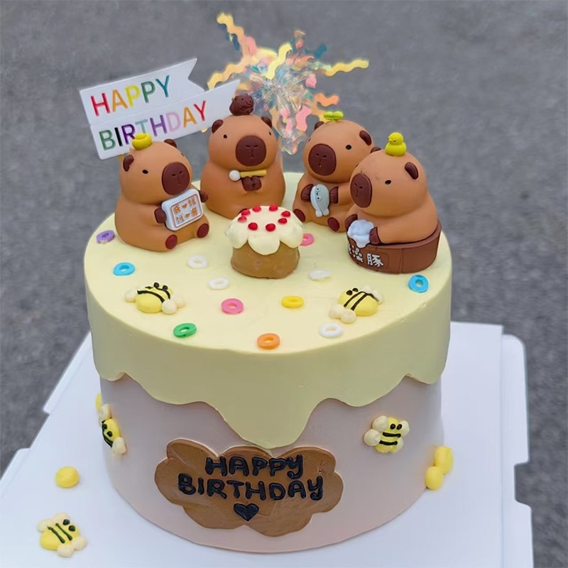 生日蛋糕装饰摆件可爱豚鼠卡皮巴拉摸鱼洗澡豚烘焙摆件插件解压,节庆用品/礼品,节日装扮用品,淘宝优惠券,粉丝福利购,淘宝优惠卷