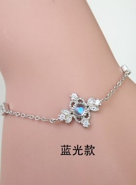 轻奢珠宝复古天然月光石纯银手链