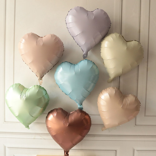 18寸爱心气球心形光版铝膜爱心奶油色金属色结婚生日布置气球