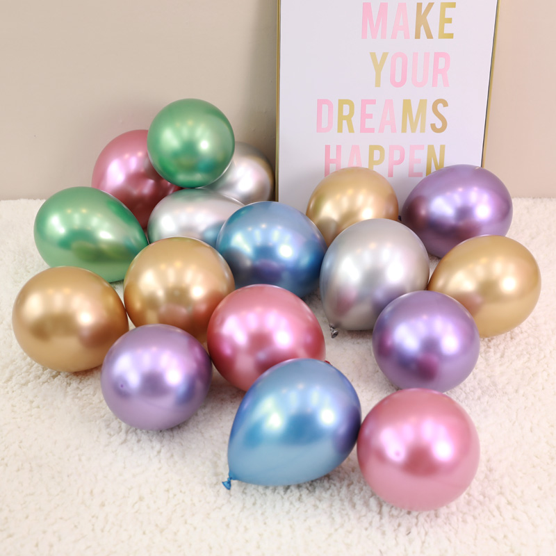 金属色气球SHUAIAN帅安10寸2.2g加厚银色金色铬色圆形玫瑰金