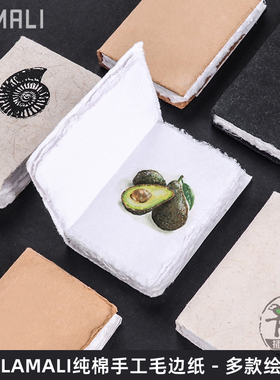 法国LAMALI手工棉浆毛边纸绘画本速写书法手账水彩本复古无胶无酸