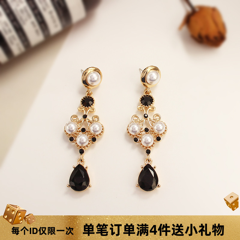 宫廷复古巴洛克珍珠水滴耳环耳夹