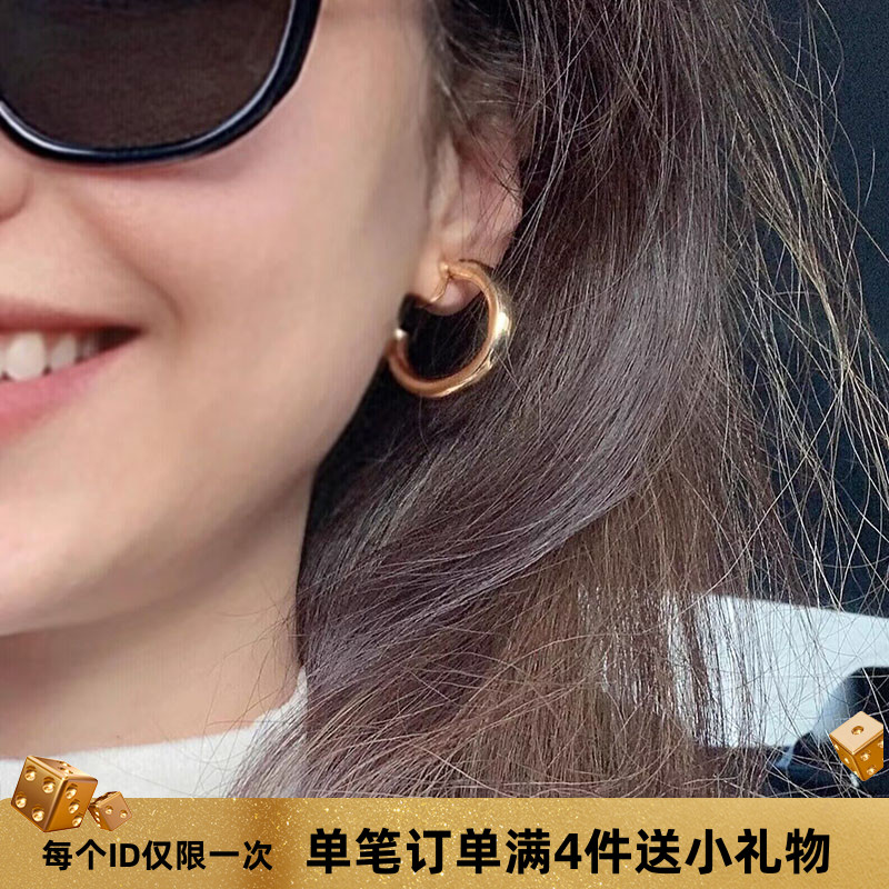 耳环C形光面圆圈环ins金属冷淡风