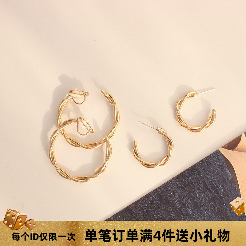 韩国韩版简约气质扭圈女耳夹耳钉