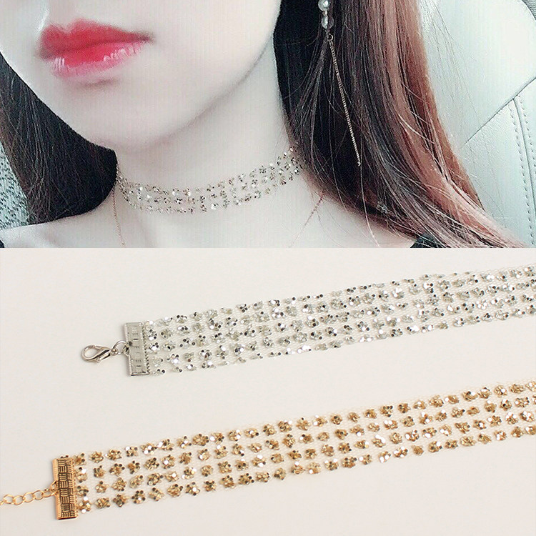 韓國韓版INS仙女蕾絲亮片唯美choker項鏈短款鎖骨鏈飾品頸鏈頸鏈在類目 飾品/流行首飾/時尚飾品新, 項鍊中 - 來自Buy2taobao.com提供專業的淘寶代購服務