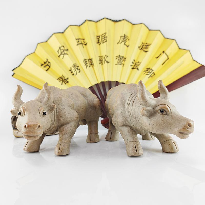 陶瓷牛摆件补角十二生肖客厅书房