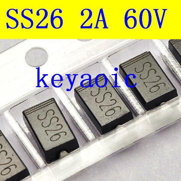 肖特基二极管SS26 2A 60V SMA/DO-214AC 50只5元
