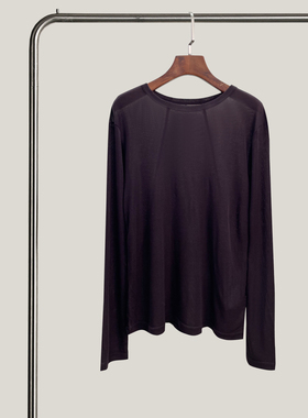 悦迷Art Nuts 简约的线条 垂感圆领休闲宽松显瘦长袖薄款T恤