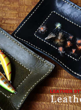 日本CASKET 吉田光合作款飞蝇 路亚托盘 绑制皮具盘 复古装饰摆件