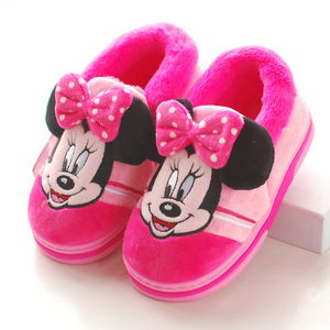 迪士尼儿童居家棉鞋女童冬季包跟可爱卡通宝宝室内拖鞋软底防滑