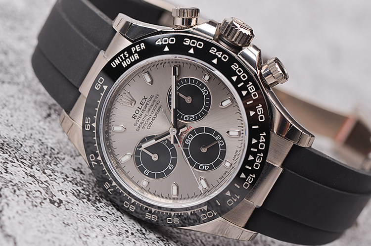 已售出【未使用品】劳力士迪通拿白金陶瓷圈灰面计时折叠扣男表116519LN