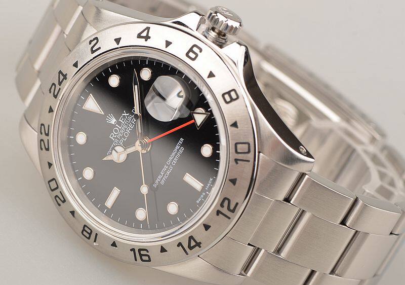 已售出【97新】劳力士探险家II型黑盘GMT日历钢带自动机械男表16570