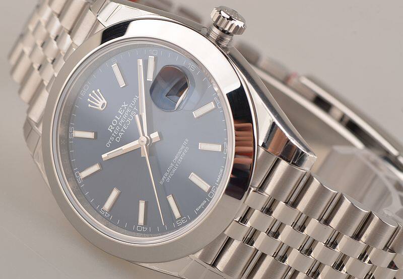 已售出【未使用品】劳力士41MM日志型自动机械蓝盘钢带男表126300有卡